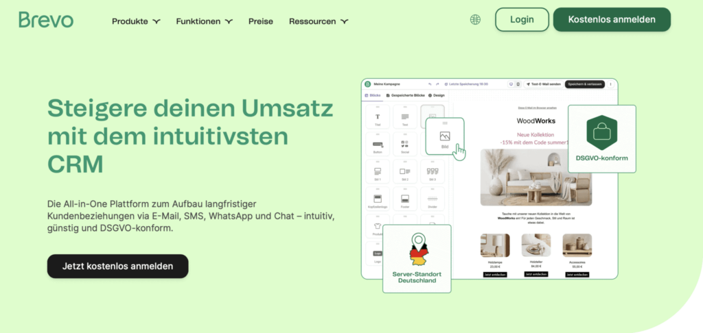 Screenshot vom Newslettertool Brevo